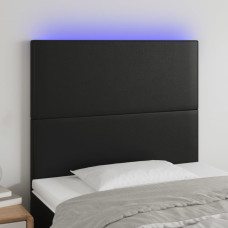 Vidaxl gultas galvgalis ar LED, 80x5x118/128 cm, melna mākslīgā āda