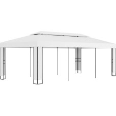 Vidaxl dārza nojume ar dubulto jumtu, 3x6 m, balta