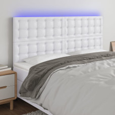 Vidaxl gultas galvgalis ar LED, 200x5x118/128 cm, balta mākslīgā āda