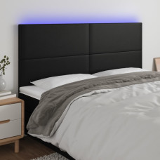 Vidaxl gultas galvgalis ar LED, 160x5x118/128 cm, melns mākslīgā āda