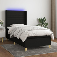 Vidaxl atsperu gulta ar matraci, LED, melns audums, 90x190 cm