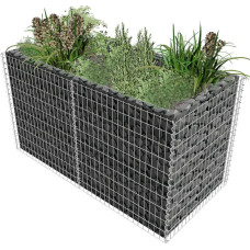 Vidaxl gabions, augstā puķu kaste, tērauds, 180x90x100, sudraba krāsa