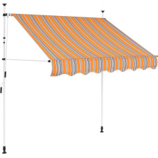 Vidaxl izvelkama markīze, 150 cm, manuāla, dzeltena ar zilām svītrām