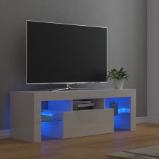 Vidaxl TV galdiņš ar LED lampiņām, 120x35x40 cm, spīdīgi balts