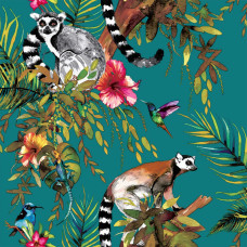 Dutch Wallcoverings tapete, lemura apdruka, zaļa, 12402