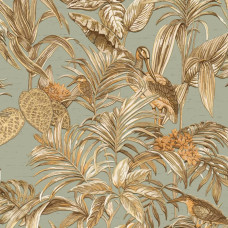 Dutch Wallcoverings tapete Bird-of-Paradise, zilganzaļa