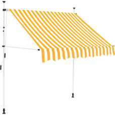 Vidaxl izvelkama markīze, 200 cm, manuāla, oranža ar baltām svītrām