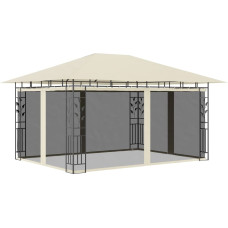 Vidaxl dārza nojume ar moskītu tīklu, 4x3x2,73 m, 180 g/m², krēmkrāsas