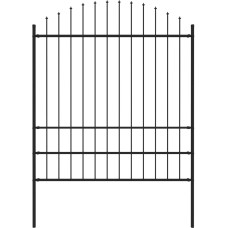 Vidaxl dārza žogs ar pīķiem augšpusē, tērauds, (1,75-2)x1,7 m, melns