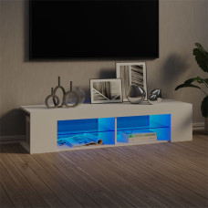 Vidaxl TV plaukts ar LED lampiņām, 135x39x30 cm, balts