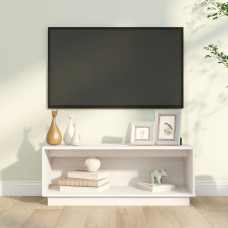 Vidaxl TV plaukts, balts, 90x35x35 cm, priedes masīvkoks