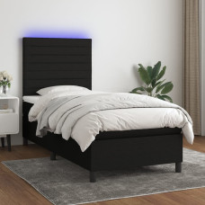 Vidaxl atsperu gulta ar matraci, LED, melns audums, 90x190 cm