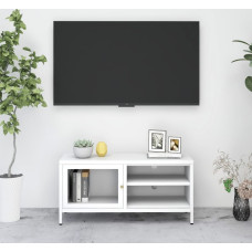 Vidaxl TV skapītis, balts, 90x30x44 cm, tērauds un stikls