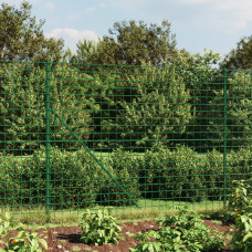 Vidaxl stiepļu žogs ar zemes mietiņiem, zaļš, 1,6x10 m