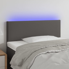 Vidaxl gultas galvgalis ar LED, 80x5x78/88 cm, pelēka mākslīgā āda