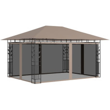 Vidaxl dārza nojume ar moskītu tīklu, 4x3x2,73 m, 180g/m², pelēkbrūna