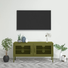 Vidaxl TV skapītis, 105x35x50 cm, tērauds, olīvu zaļš