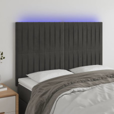 Vidaxl gultas galvgalis ar LED, 144x5x118/128 cm, tumši pelēks samts