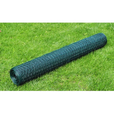 Vidaxl stiepļu žogs, cinkots, ar PVC pārklājumu, 25x0,5 m, zaļš