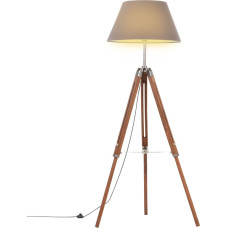 Vidaxl grīdas lampa uz statīva, brūna, pelēka, masīvs tīkkoks, 141 cm