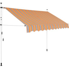 Vidaxl izvelkama markīze, 250 cm, manuāla, dzeltena ar zilām svītrām