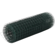 Vidaxl stiepļu žogs, tērauds ar PVC pārklājumu, 25x0,5 m, zaļš