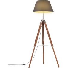 Vidaxl grīdas lampa uz statīva, brūna, melna, masīvs tīkkoks, 141 cm