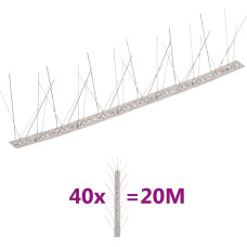 Vidaxl putnu atbaidīšanas radzes, 5 rindas, 40 gab., 20 m, tērauds