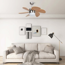 Vidaxl griestu ventilators ar lampu, 76 cm, gaiši brūns