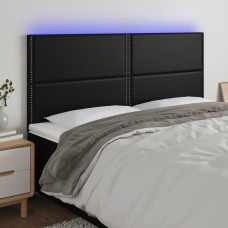 Vidaxl gultas galvgalis ar LED, 180x5x118/128 cm, melns mākslīgā āda