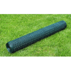 Vidaxl stiepļu žogs, cinkots, ar PVC pārklājumu, 25x0,5 m, zaļš