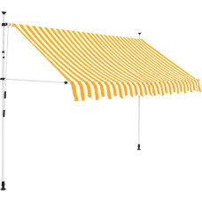 Vidaxl izvelkama markīze, 300 cm, manuāla, oranža ar baltām svītrām