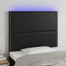 Vidaxl gultas galvgalis ar LED, 100x5x118/128 cm, melns mākslīgā āda