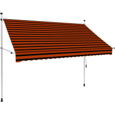 Vidaxl izvelkama markīze, manuāla, 250 cm, oranža un brūna