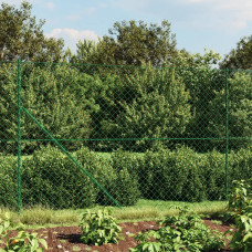 Vidaxl stiepļu žogs ar atloku, 1,4x10 m, zaļš