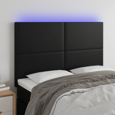 Vidaxl gultas galvgalis ar LED, 144x5x118/128 cm, melns mākslīgā āda