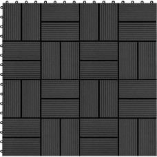 Vidaxl terases flīzes, 11 gab., WPC, 30x30 cm, 1 m2, melnas