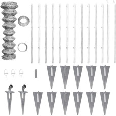 Vidaxl stiepļu žogs ar stabiem, mietiņiem, cinkots tērauds, 25x1,25 m
