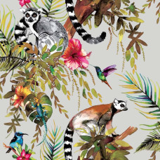 Dutch Wallcoverings tapete, lemura apdruka, sudraba krāsa