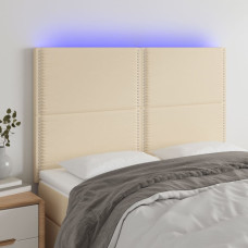 Vidaxl gultas galvgalis ar LED, 144x5x118/128 cm, krēmkrāsas audums