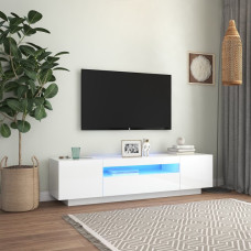 Vidaxl TV skapītis ar LED lampiņām, 160x35x40 cm, spīdīgi balts