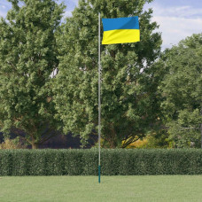 Vidaxl Ukrainas karogs un masts, 6,23 m, alumīnijs