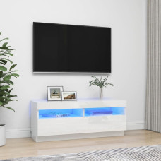 Vidaxl TV galdiņš ar LED lampiņām, 100x35x40 cm, spīdīgi balts