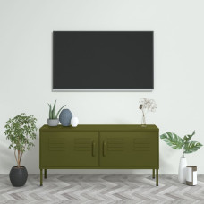 Vidaxl TV skapītis, 105x35x50 cm, tērauds, olīvu zaļš