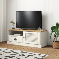 Vidaxl TV skapītis VIGO, 106x40x40 cm, priedes masīvkoks, balts