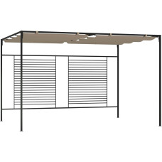 Vidaxl dārza nojume ar izvelkamu jumtu, 3x4x2,3 m, brūna, 180 g/m²