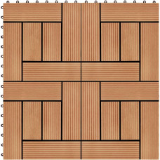 Vidaxl terases flīzes, 11 gab., WPC, 30x30 cm, 1 m2, tīkkoka krāsā