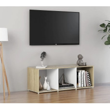 Vidaxl TV plaukts, balts un ozolkoka, 107x35x37 cm, skaidu plātne