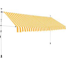 Vidaxl izvelkama markīze, 350 cm, manuāla, oranža ar baltām svītrām