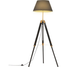 Vidaxl grīdas lampa uz statīva, melna, zeltaina, masīvs tīkkoks, 141cm